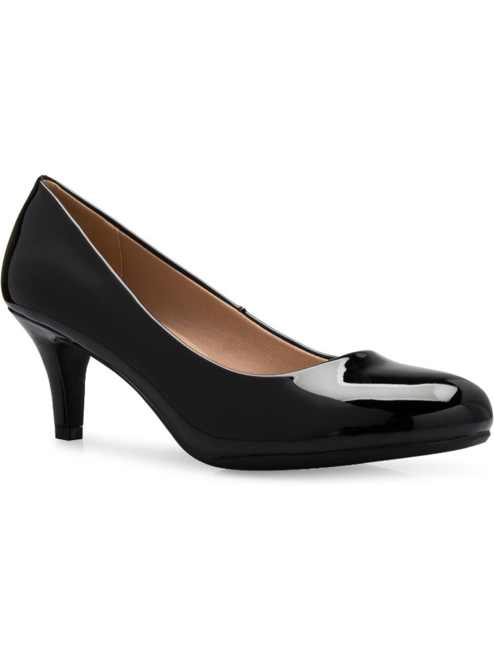 Women's Black Stylish Comfort Pumps Classic Round Toe Kitten Low Mid Heel Dress